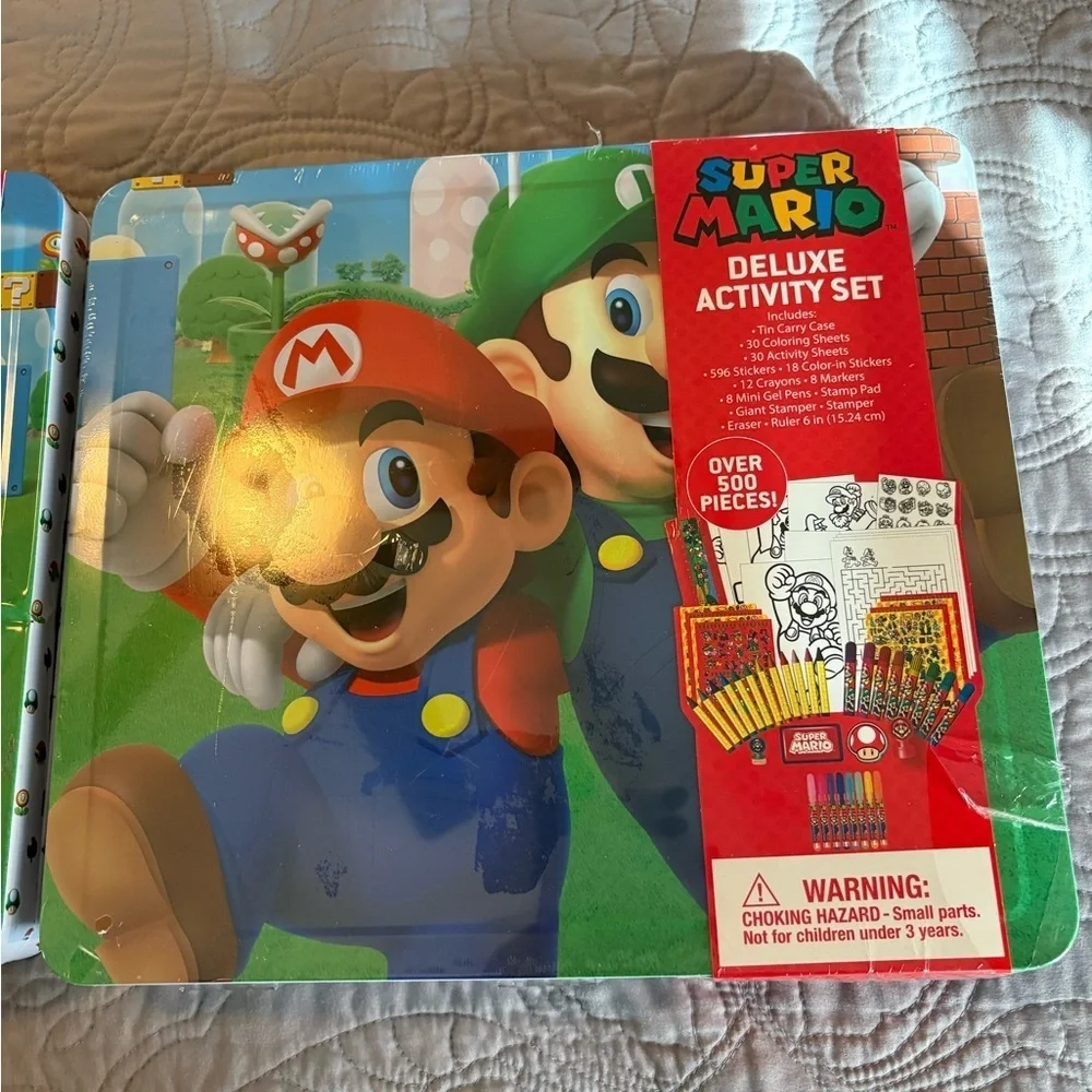 Set of 2 Super Mario deluxe Activity sets in collectible tin boxes New U GET 2